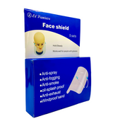 Angled view of anti-fog face shield five-pack box