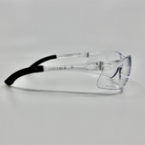 Clear anti-fog safety glasses lens detail