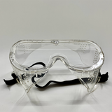 Front view of clear indirect-vent anti-fog safety goggles