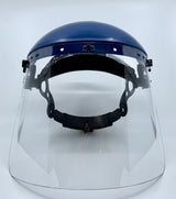 Adjustable ratchet face shield front view