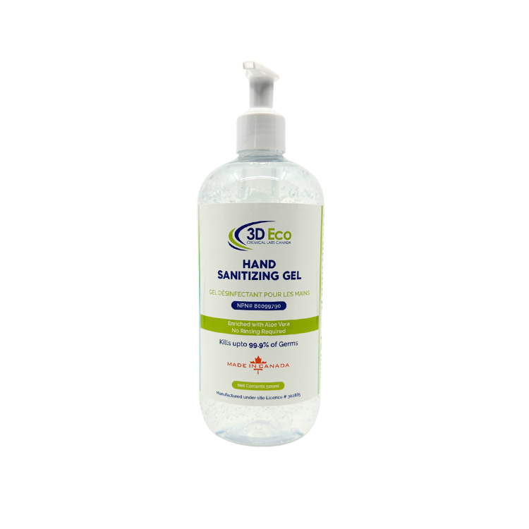 3D Eco Sanitizer Gel Pump Top 500ml - Made in Canada