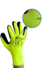 Hi Viz Yellow Foam Latex Coated Gloves w/ Polyester Liner RETAIL