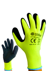 Hi Viz Yellow Foam Latex Coated Gloves w/ Polyester Liner RETAIL