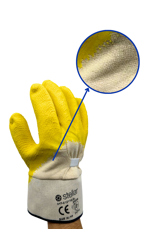 Jersey 3/4 Yellow Latex Coated Gloves BULK