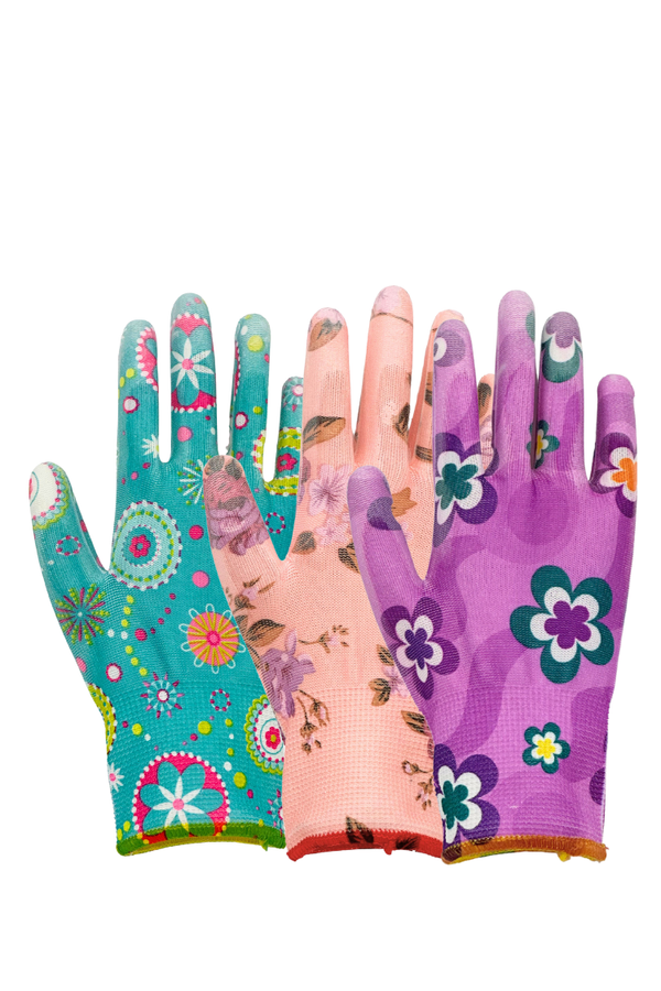 PU Ladies Assorted Pattern Garden Gloves