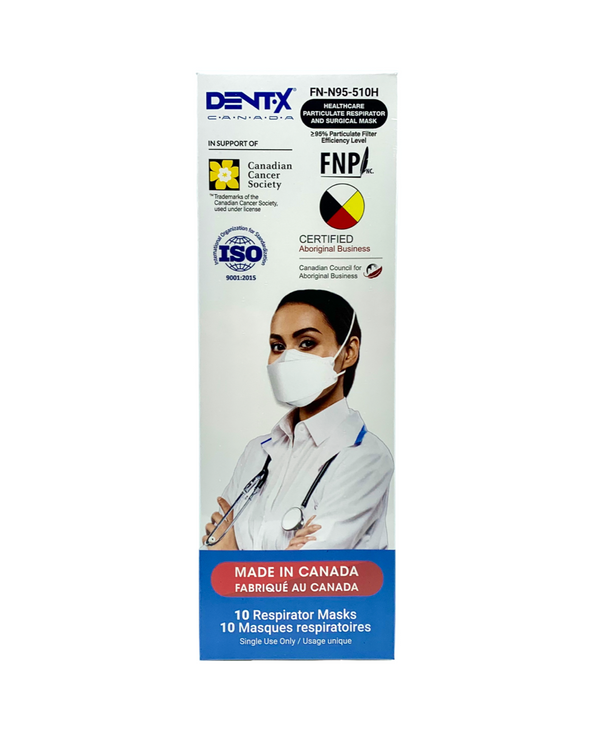 Dent-X FN-N95-510H 4 Layer Head Strap Respirator Mask - Box of 10