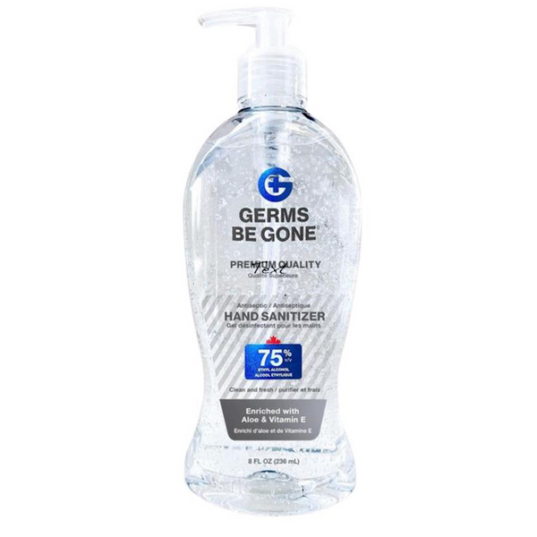 Germs Be Gone Sanitizer Gel Pump Top 236ml - Made in Canada